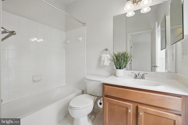 8313 Middle Ruddings Dr, Lorton, VA 22079 - bathroom with toilet, vanity, shower / bathtub combination, and tile patterned flooring