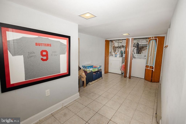 206 Mifflin St, Philadelphia, PA 19148 - corridor with washer / clothes dryer, tile patterned flooring, and baseboards