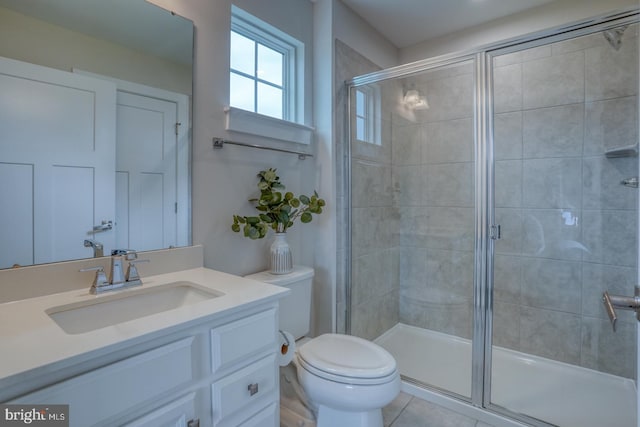 878 Sweet Birch Dr, Middletown, DE 19709 - full bath with toilet, vanity, a shower stall, and tile patterned flooring