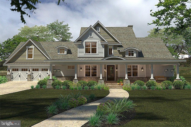 823 Armistead St, Winchester, VA 22601 - view of front of home with a standing seam roof, covered porch, and a front lawn