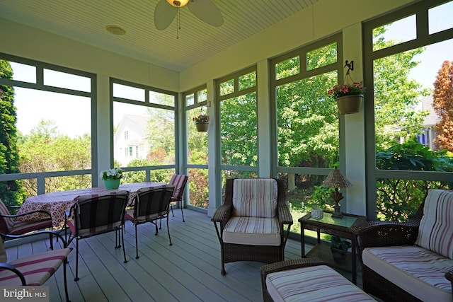 322 Captains Cir, Lewes, DE 19958 - sunroom featuring a ceiling fan and outdoor dining space