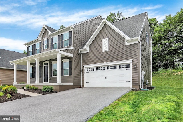 2005 Benjamin Ct, Harrisburg, PA 17110 - view of front facade featuring a garage, asphalt driveway, a porch, and a front lawn
