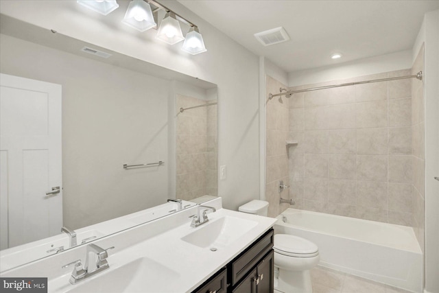 2005 Benjamin Ct, Harrisburg, PA 17110 - full bath with double vanity, tile patterned floors, shower / bath combination, and recessed lighting