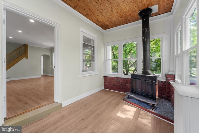503 W Park Ave, Hamilton, NJ 08610 - sunroom featuring a wood stove and arched walkways