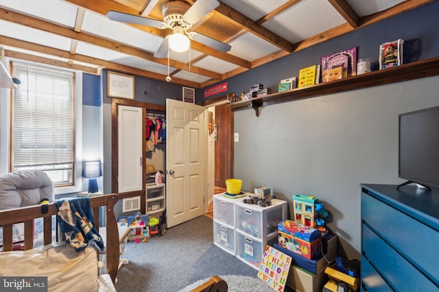 3164 Cedar St, Philadelphia, PA 19134 - carpeted bedroom with beam ceiling