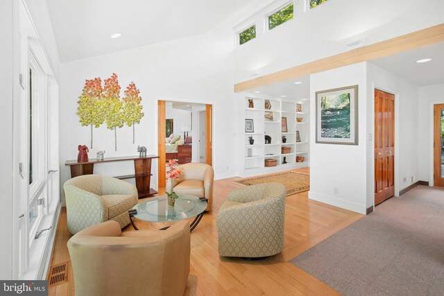 511 Center Hl, Upper Black Eddy, PA 18972 - sitting room featuring light wood finished floors, built in features, and recessed lighting