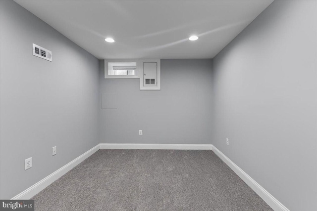 616 Hyson St, Baltimore, MD 21230 - basement featuring recessed lighting and dark carpet