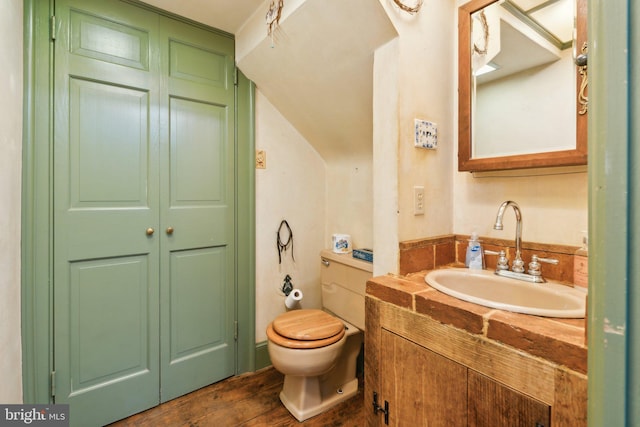 501 Stone Chapel Rd, Westminster, MD 21157 - bathroom with vanity, toilet, wood finished floors, and a closet