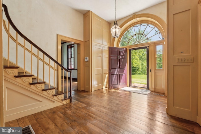 501 Stone Chapel Rd, Westminster, MD 21157 - entrance foyer featuring hardwood / wood-style flooring, stairway, and a high ceiling