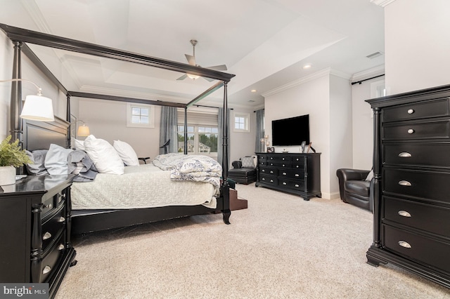12 Sagecrest Cir, Enola, PA 17025 - bedroom with crown molding, light colored carpet, recessed lighting, and baseboards