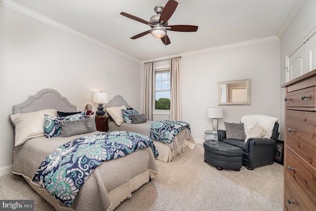 12 Sagecrest Cir, Enola, PA 17025 - bedroom featuring ornamental molding, carpet flooring, baseboards, and a ceiling fan