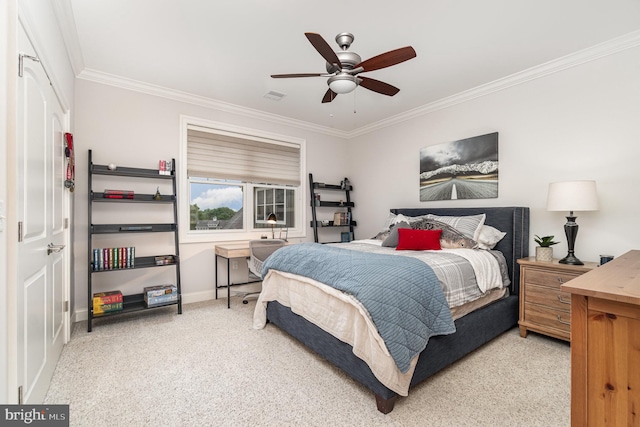 12 Sagecrest Cir, Enola, PA 17025 - carpeted bedroom featuring ornamental molding, baseboards, and ceiling fan