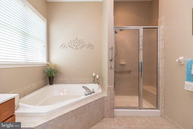 39 Nathaniel, Holland, PA 18966 - bathroom with a stall shower, tile patterned floors, a bath, and vanity