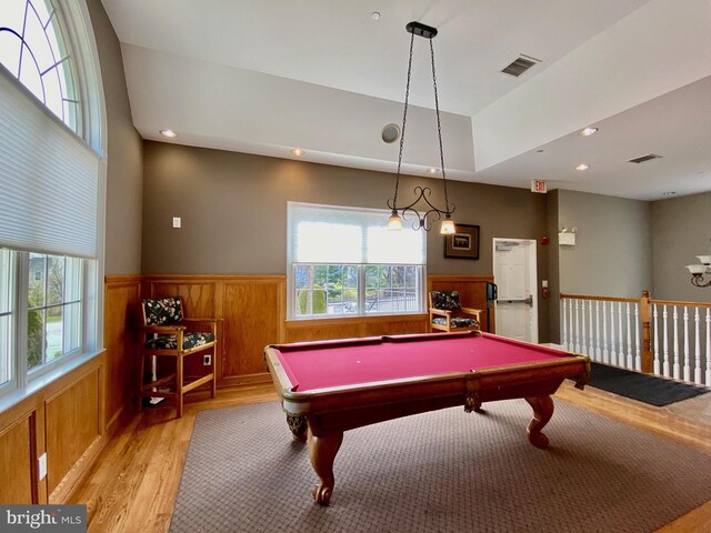 39 Nathaniel, Holland, PA 18966 - game room featuring wainscoting, light wood-type flooring, pool table, and recessed lighting