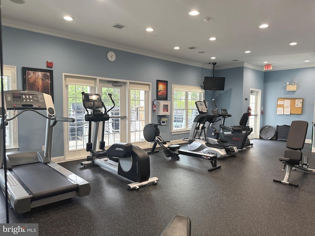 39 Nathaniel, Holland, PA 18966 - gym featuring crown molding, recessed lighting, and baseboards