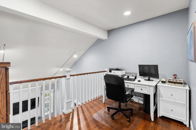 12125 Gatewater Dr, Potomac, MD 20854 - home office with dark wood-type flooring and recessed lighting