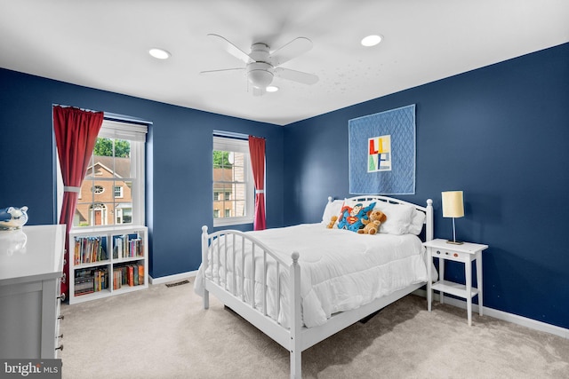 12125 Gatewater Dr, Potomac, MD 20854 - carpeted bedroom featuring baseboards, recessed lighting, and ceiling fan