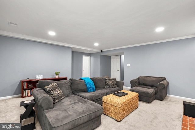 12125 Gatewater Dr, Potomac, MD 20854 - living area with carpet, baseboards, recessed lighting, and crown molding
