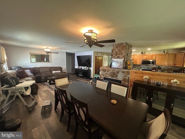 44 Sugarmaple Ln, Levittown, PA 19055 - dining space with ceiling fan and dark wood finished floors