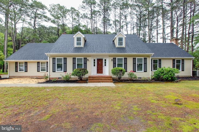 5183 Silver Run Ln, Salisbury, MD 21801 - cape cod house featuring crawl space, a front lawn, and a chimney