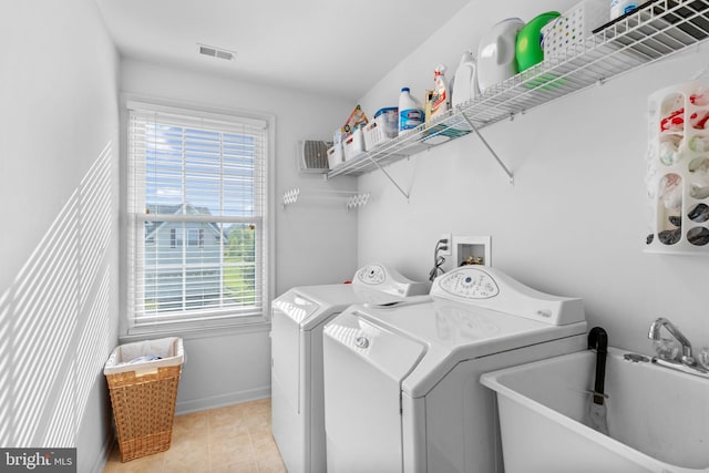 8 Warwick Ct, Newtown, PA 18940 - washroom with washing machine and dryer, baseboards, and light tile patterned flooring