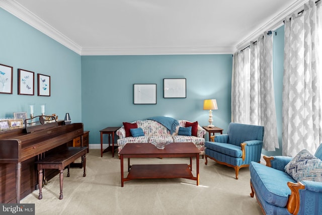 8 Warwick Ct, Newtown, PA 18940 - living area featuring crown molding, carpet, and baseboards