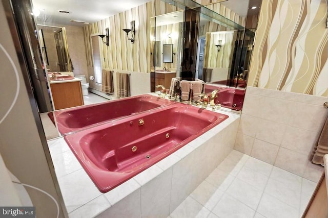 2361 Welsh Rd, Mohnton, PA 19540 - bathroom with a jetted tub, vanity, and tile patterned floors