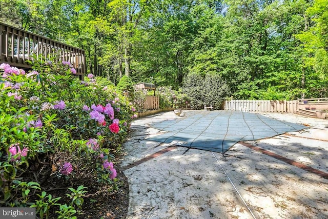 2361 Welsh Rd, Mohnton, PA 19540 - fenced backyard with a patio and a wooded view