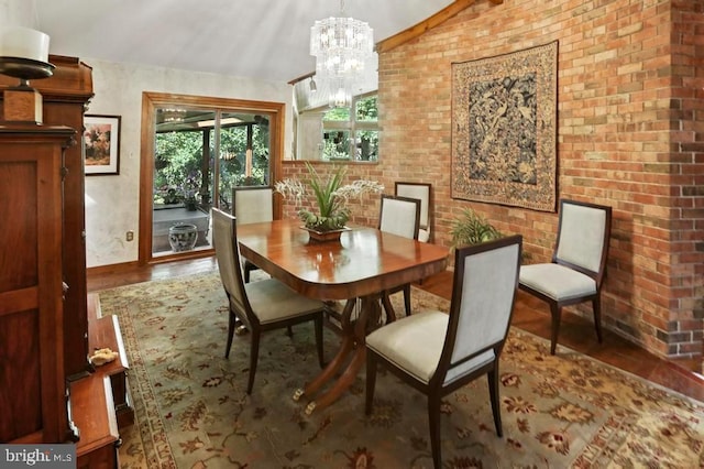 2361 Welsh Rd, Mohnton, PA 19540 - dining space with wood finished floors, a chandelier, and lofted ceiling