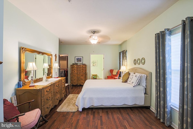 9601 Amberleigh Ln Unit 9601F, Perry Hall, MD 21128 - bedroom featuring dark wood-style flooring, ceiling fan, and a spacious closet
