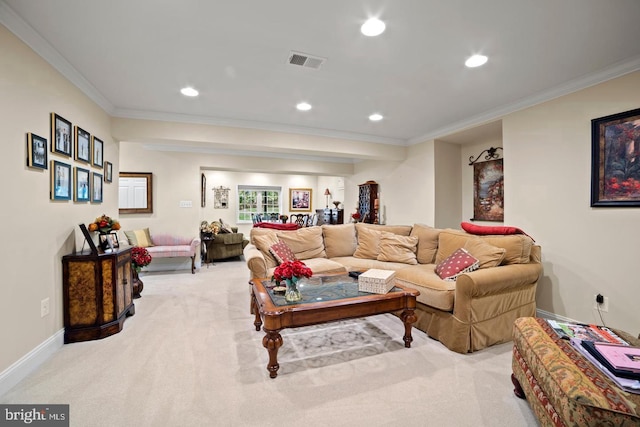 1292 Middleton Ct, Vienna, VA 22182 - living area with crown molding, carpet, recessed lighting, and baseboards