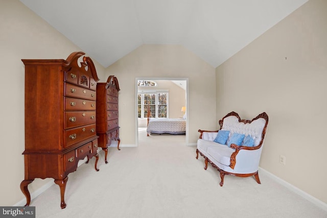1292 Middleton Ct, Vienna, VA 22182 - sitting room featuring carpet flooring, vaulted ceiling, and baseboards