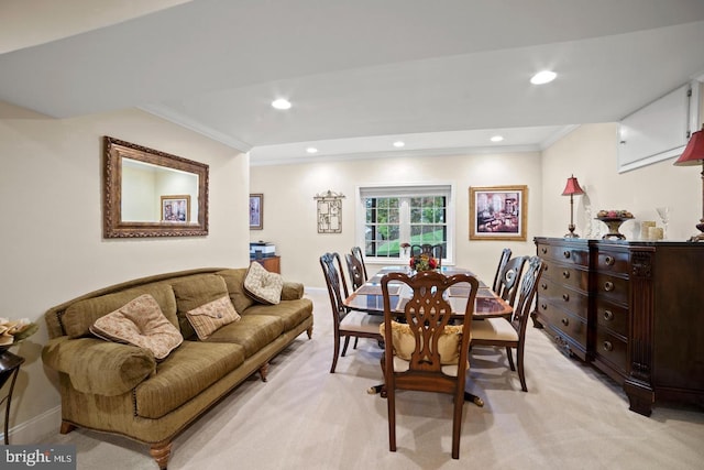 1292 Middleton Ct, Vienna, VA 22182 - dining room featuring ornamental molding, light carpet, recessed lighting, and baseboards