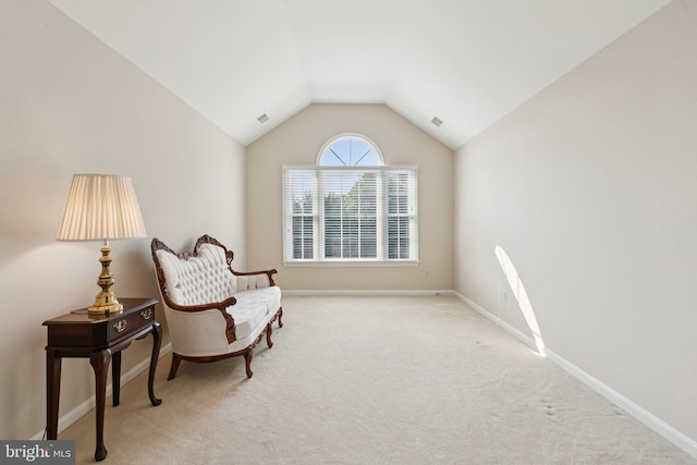 1292 Middleton Ct, Vienna, VA 22182 - living area featuring carpet flooring, vaulted ceiling, and baseboards