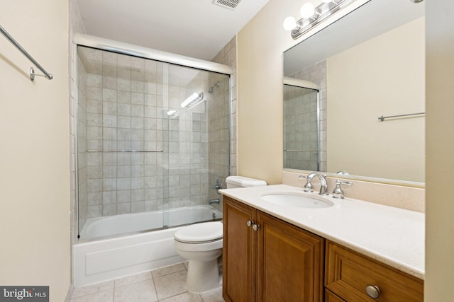 1292 Middleton Ct, Vienna, VA 22182 - bathroom with toilet, vanity, bath / shower combo with glass door, and tile patterned floors