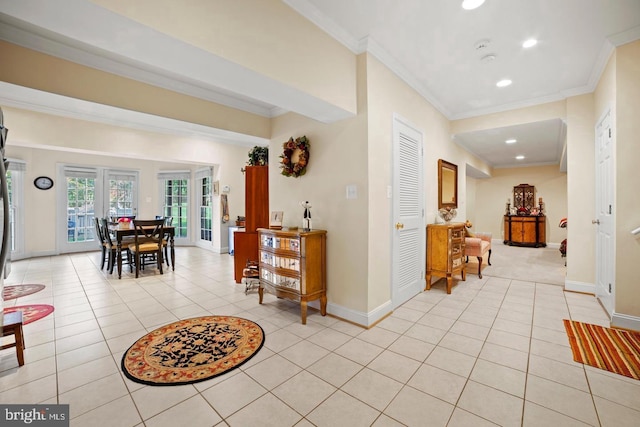 1292 Middleton Ct, Vienna, VA 22182 - dining room with light tile patterned flooring, ornamental molding, baseboards, and recessed lighting