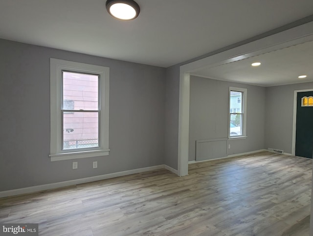 131 Vine St, Bridgeton, NJ 08302 - unfurnished room featuring baseboards, wood finished floors, and recessed lighting