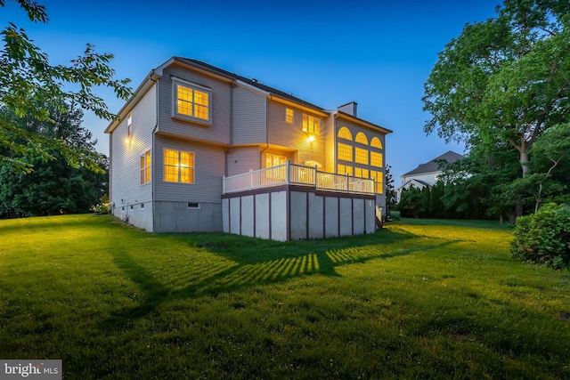 144 Cedar Ct, Woolwich Twp, NJ 08085 - back of house with a lawn, a chimney, and crawl space
