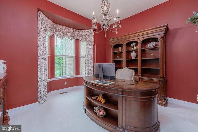 144 Cedar Ct, Woolwich Twp, NJ 08085 - office space featuring a chandelier, carpet, and baseboards