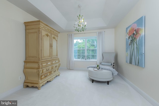 144 Cedar Ct, Woolwich Twp, NJ 08085 - sitting room featuring a chandelier, carpet flooring, and baseboards