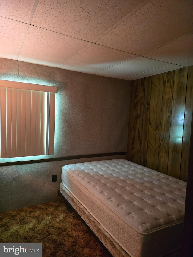 11 Maxwill Ln, Landisburg, PA 17040 - bedroom featuring carpet floors, wooden walls, and a paneled ceiling