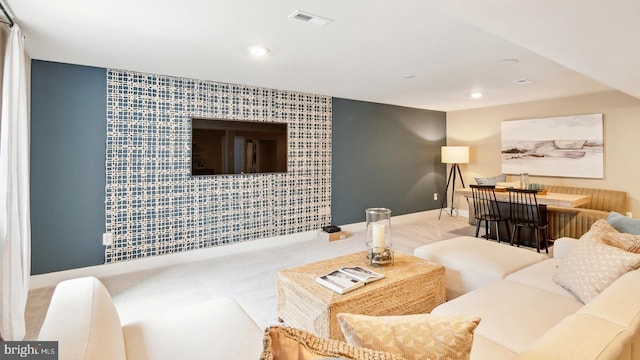 TBB Marsh Elder Rd Dune, Unit Dune, Cambridge, MD 21613 - carpeted living room with recessed lighting, baseboards, and an accent wall