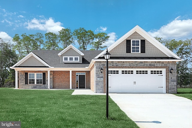 567 Lumber St, Littlestown, PA 17340 - view of front of property with stone siding, a front yard, and concrete driveway