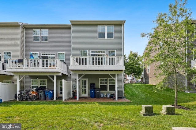 10744 Hinton Way, Manassas, VA 20112 - rear view of house with a yard, central air condition unit, a wooden deck, and a patio area