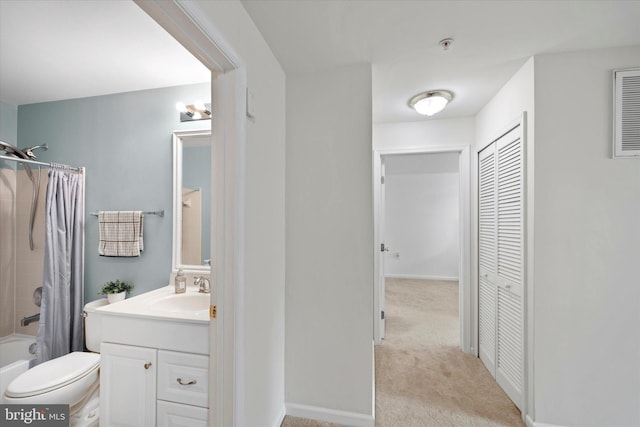 6124 Aster Haven Cir, Haymarket, VA 20169 - bathroom featuring vanity, shower / bath combo, toilet, and a closet