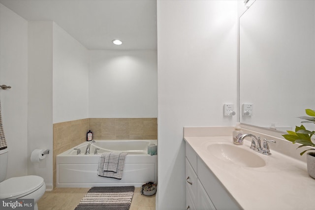 6124 Aster Haven Cir, Haymarket, VA 20169 - bathroom with a bath, vanity, toilet, and recessed lighting