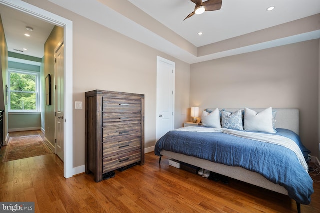 158 Bryant St NW Unit 2, Washington, DC 20001 - bedroom with wood finished floors, baseboards, recessed lighting, and ceiling fan