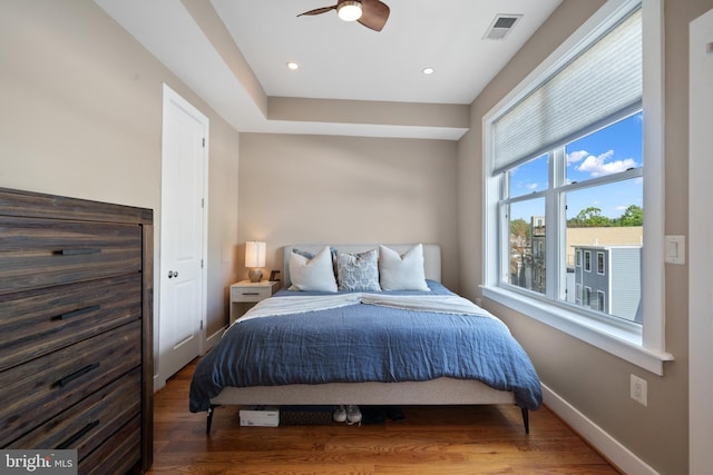 158 Bryant St NW Unit 2, Washington, DC 20001 - bedroom featuring wood finished floors, baseboards, ceiling fan, and recessed lighting