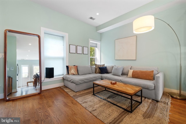 158 Bryant St NW Unit 2, Washington, DC 20001 - living area featuring wood finished floors, baseboards, and recessed lighting