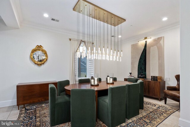 913A Caroline St, Fredericksburg, VA 22401 - dining room featuring crown molding, baseboards, recessed lighting, and light tile patterned floors